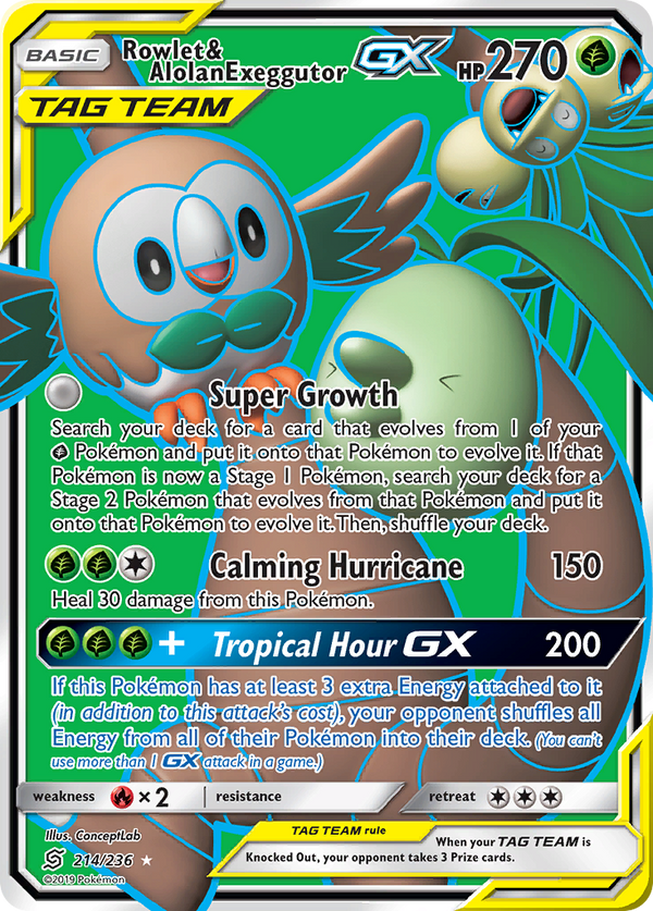 Rowlet & Alolan Exeggutor-GX - Unified Minds SET-214