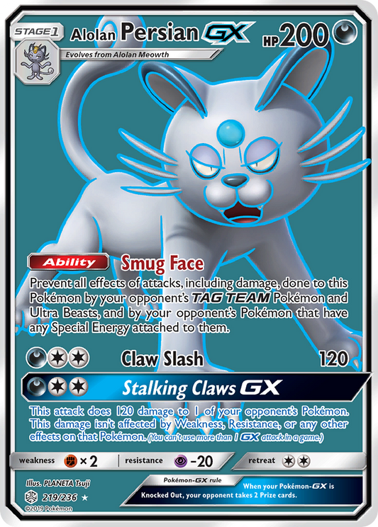 Alolan PersianGX (Cosmic Eclipse SET) (Pokémon) (Stage 1, GX) (Darkness) (HP: 200) (Rare Ultra) (PKM Cosmic Eclipse SET-135)