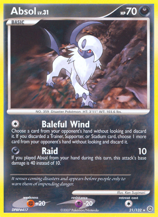Absol (Secret Wonders SET) (Pokémon) (Basic) (Darkness) (HP: 70) (Rare) (PKM Secret Wonders SET-47)