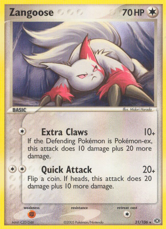 Zangoose (Emerald SET) (Pokémon) (Basic) (Colorless) (HP: 70) (Rare) (PKM Emerald SET-22)