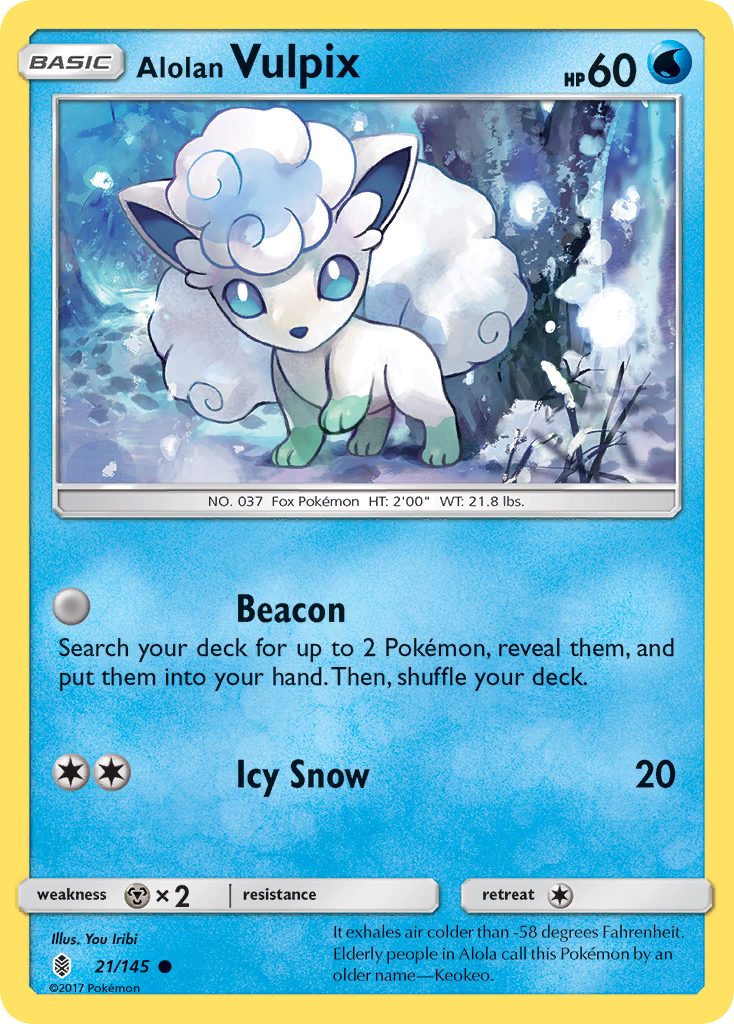 Alolan Vulpix (Guardians Rising SET) (Pokémon) (Basic) (Water) (HP: 60) (Common) (PKM Guardians Rising SET-91)