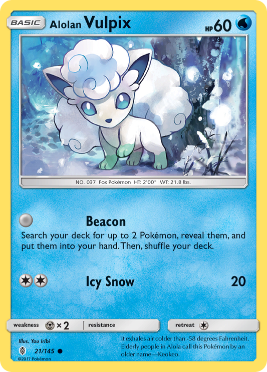 Alolan Vulpix (Guardians Rising SET) (Pokémon) (Basic) (Water) (HP: 60) (Common) (PKM Guardians Rising SET-91)