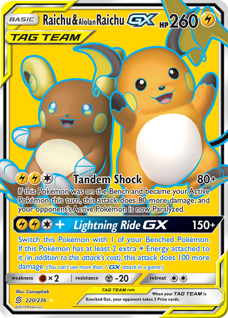 Raichu & Alolan Raichu-GX - Unified Minds SET-220