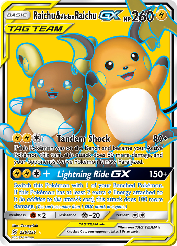 Raichu & Alolan Raichu-GX - Unified Minds SET-220