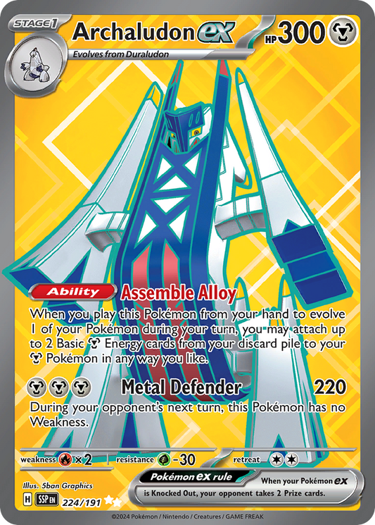 Archaludon ex (Surging Sparks SET) (Pokémon) (Stage 1, ex) (Metal) (HP: 300) (Ultra Rare) (PKM Surging Sparks SET-140)