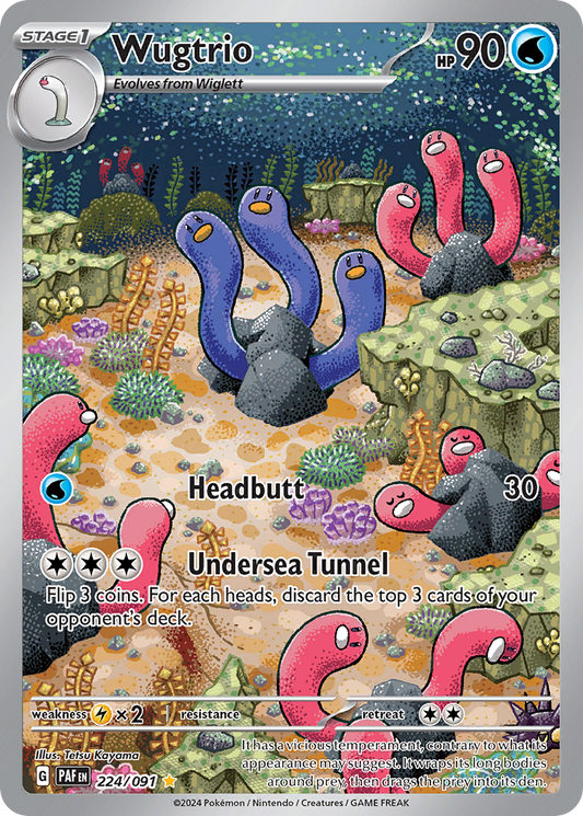 Wugtrio (Paldean Fates SET) (Pokémon) (Stage 1) (Water) (HP: 90) (Illustration Rare) (PKM Paldean Fates SET-140)