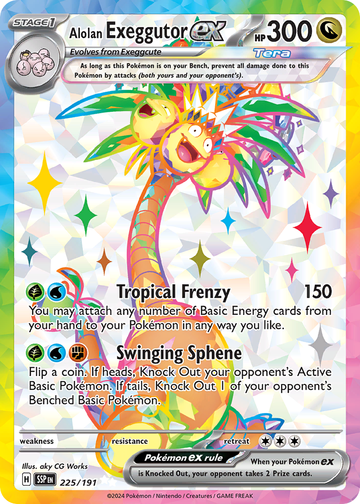 Alolan Exeggutor ex (Surging Sparks SET) (Pokémon) (Stage 1, Tera, ex) (Dragon) (HP: 300) (Ultra Rare) (PKM Surging Sparks SET-141)