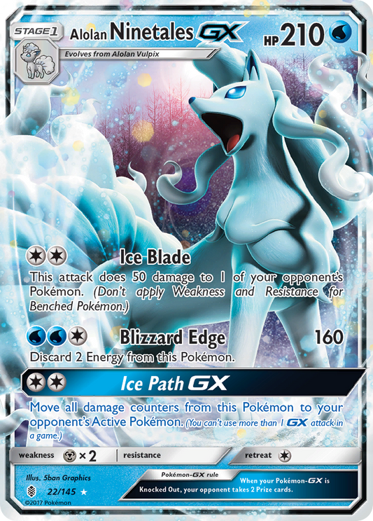 Alolan NinetalesGX (Guardians Rising SET) (Pokémon) (Stage 1, GX) (Water) (HP: 210) (Rare Holo GX) (PKM Guardians Rising SET-93)