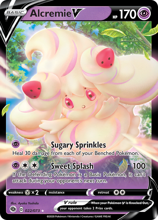 Alcremie V (Champion's Path SET) (Pokémon) (Basic, V) (Psychic) (HP: 170) (Rare Holo V) (PKM Champion's Path SET-15)