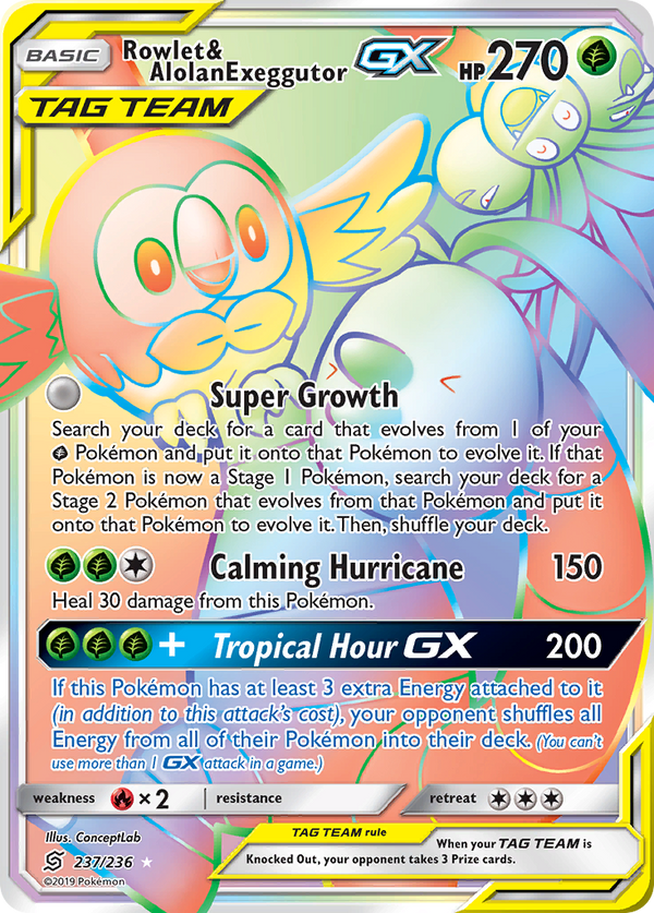 Rowlet & Alolan Exeggutor-GX - Unified Minds SET-237