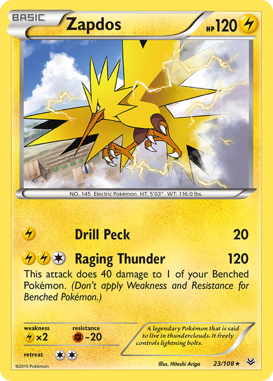 Zapdos (Roaring Skies SET) (Pokémon) (Basic) (Lightning) (HP: 120) (Rare) (PKM Roaring Skies SET-27)