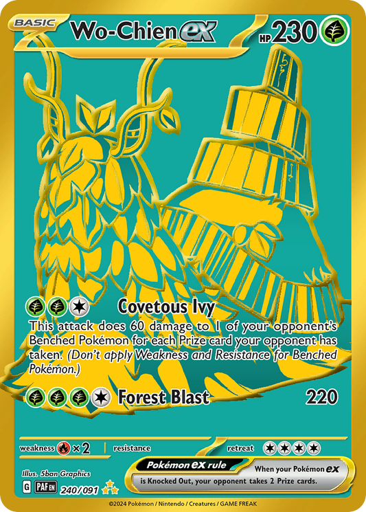WoChien ex (Paldean Fates SET) (Pokémon) (Basic, ex) (Grass) (HP: 230) (Hyper Rare) (PKM Paldean Fates SET-158)