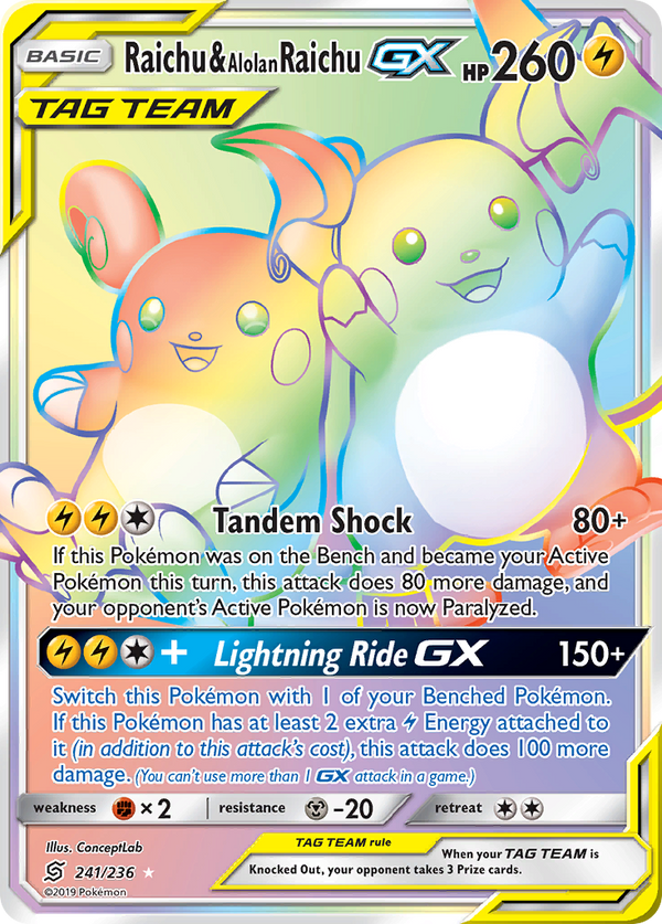 Raichu & Alolan Raichu-GX - Unified Minds SET-241
