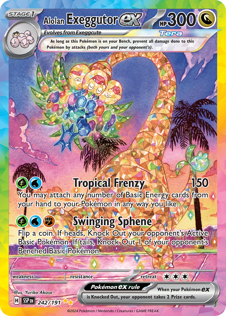 Alolan Exeggutor ex (Surging Sparks SET) (Pokémon) (Stage 1, Tera, ex) (Dragon) (HP: 300) (Special Illustration Rare) (PKM Surging Sparks SET-160)