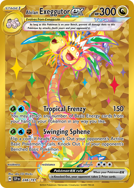 Alolan Exeggutor ex (Surging Sparks SET) (Pokémon) (Stage 1, Tera, ex) (Dragon) (HP: 300) (Hyper Rare) (PKM Surging Sparks SET-166)