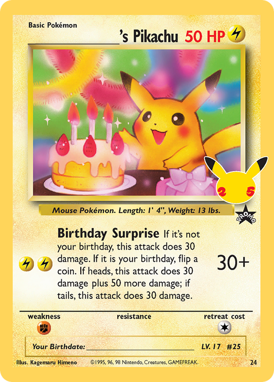 _____'s Pikachu (Celebrations: Classic Collection SET) (Pokémon) (Basic) (Lightning) (HP: 50) (Classic Collection) (PKM Celebrations: Classic Collection SET-13)