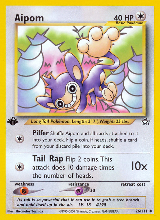 Aipom (Neo Genesis SET) (Pokémon) (Basic) (Colorless) (HP: 40) (Uncommon) (PKM Neo Genesis SET-31)