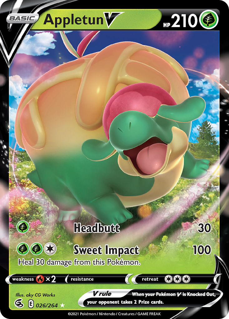 Appletun V (Fusion Strike SET) (Pokémon) (Basic, V) (Grass) (HP: 210) (Rare Holo V) (PKM Fusion Strike SET-179)