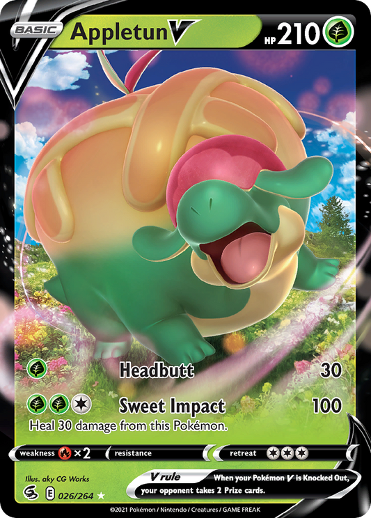 Appletun V (Fusion Strike SET) (Pokémon) (Basic, V) (Grass) (HP: 210) (Rare Holo V) (PKM Fusion Strike SET-179)