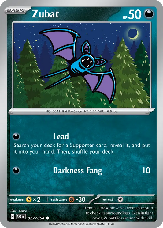 Zubat (Shrouded Fable SET) (Pokémon) (Basic) (Darkness) (HP: 50) (Common) (PKM Shrouded Fable SET-20)