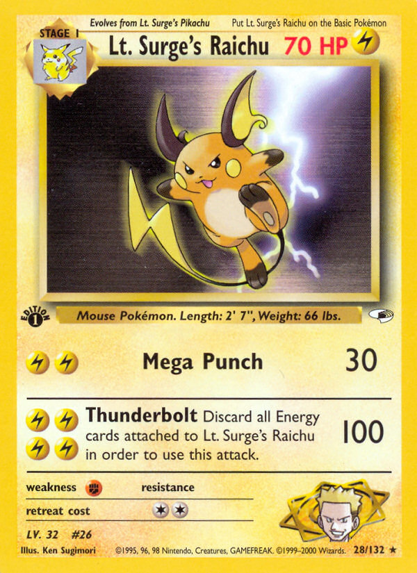 Lt. Surge's Raichu - Gym Heroes SET-28