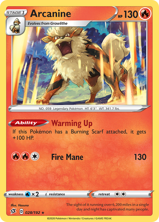 Arcanine (Rebel Clash SET) (Pokémon) (Stage 1) (Fire) (HP: 130) (Rare) (PKM Rebel Clash SET-131)