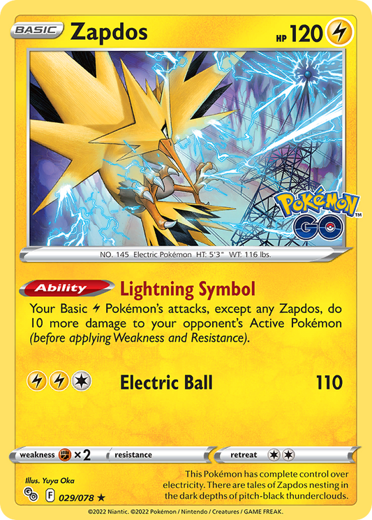 Zapdos (Pokémon GO SET) (Pokémon) (Basic) (Lightning) (HP: 120) (Rare Holo) (PKM Pokémon GO SET-22)