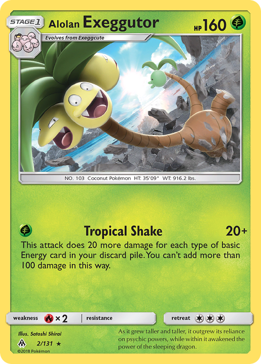 Alolan Exeggutor (Forbidden Light SET) (Pokémon) (Stage 1) (Grass) (HP: 160) (Rare) (PKM Forbidden Light SET-62)