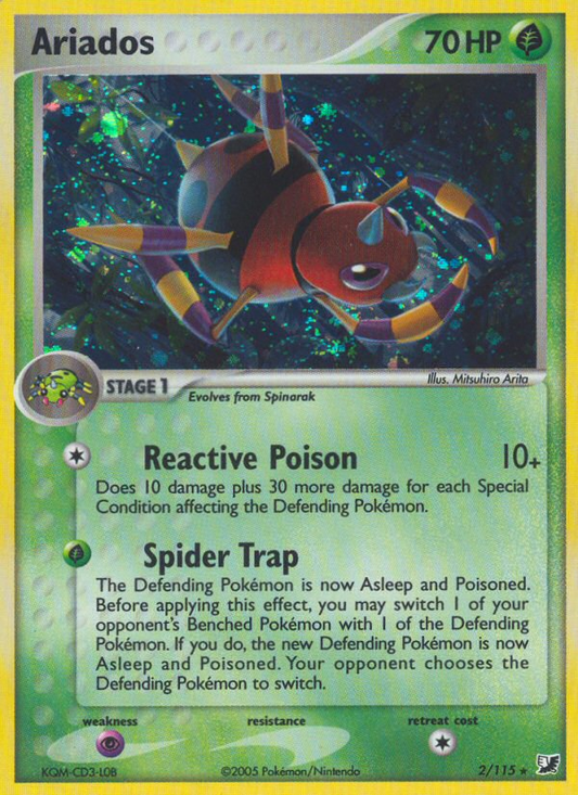 Ariados (Unseen Forces SET) (Pokémon) (Stage 1) (Grass) (HP: 70) (Rare Holo) (PKM Unseen Forces SET-32)