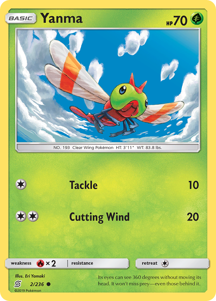 Yanma (Unified Minds SET) (Pokémon) (Basic) (Grass) (HP: 70) (Common) (PKM Unified Minds SET-113)
