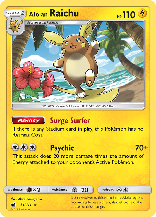 Alolan Raichu (Crimson Invasion SET) (Pokémon) (Stage 1) (Lightning) (HP: 110) (Rare Holo) (PKM Crimson Invasion SET-50)