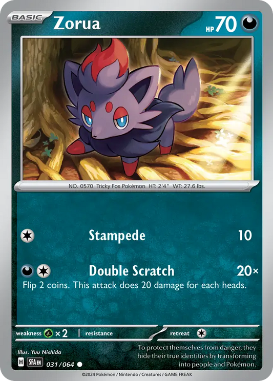 Zorua (Shrouded Fable SET) (Pokémon) (Basic) (Darkness) (HP: 70) (Common) (PKM Shrouded Fable SET-25)