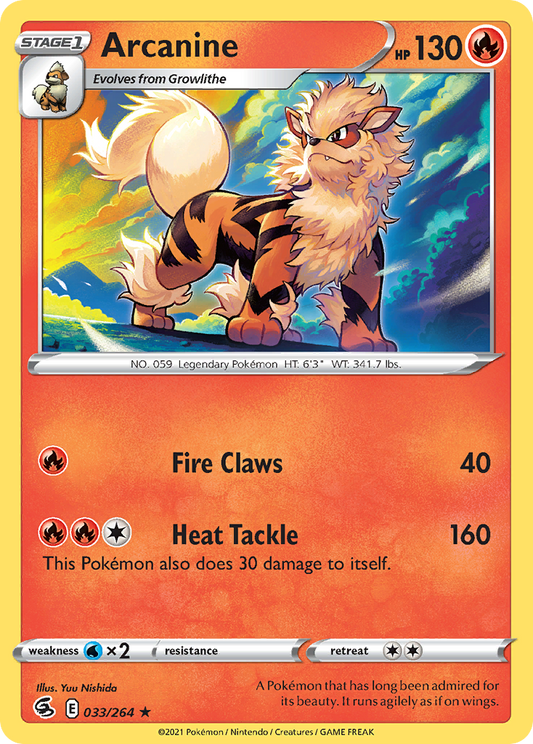 Arcanine (Fusion Strike SET) (Pokémon) (Stage 1) (Fire) (HP: 130) (Rare) (PKM Fusion Strike SET-212)