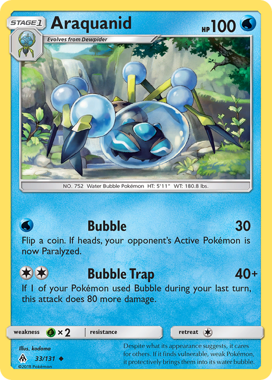 Araquanid (Forbidden Light SET) (Pokémon) (Stage 1) (Water) (HP: 100) (Uncommon) (PKM Forbidden Light SET-78)