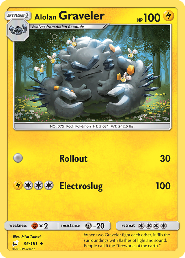 Alolan Graveler (Team Up SET) (Pokémon) (Stage 1) (Lightning) (HP: 100) (Uncommon) (PKM Team Up SET-129)