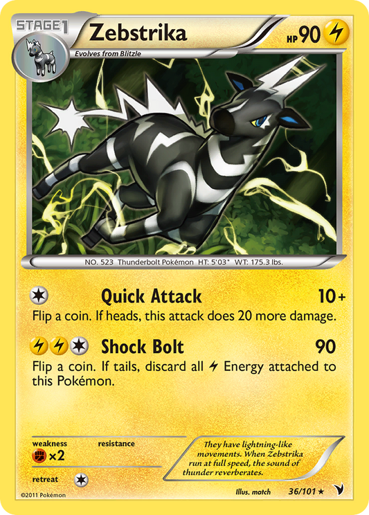 Zebstrika (Noble Victories SET) (Pokémon) (Stage 1) (Lightning) (HP: 90) (Rare) (PKM Noble Victories SET-33)