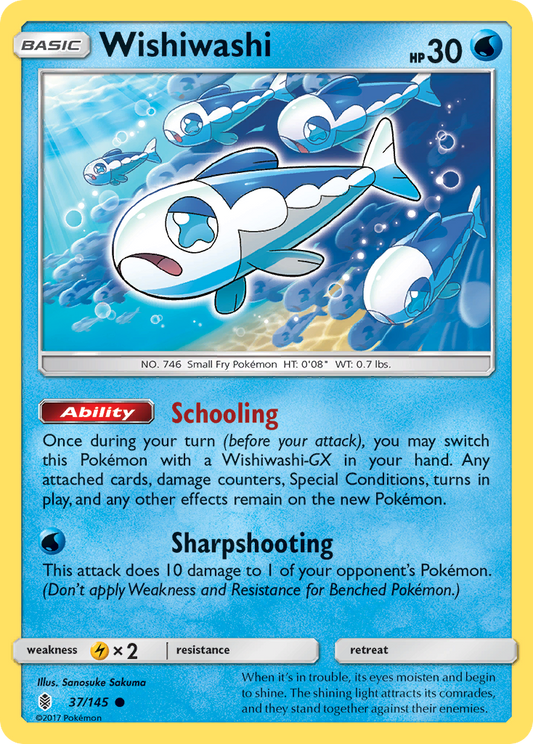 Wishiwashi (Guardians Rising SET) (Pokémon) (Basic) (Water) (HP: 30) (Common) (PKM Guardians Rising SET-109)