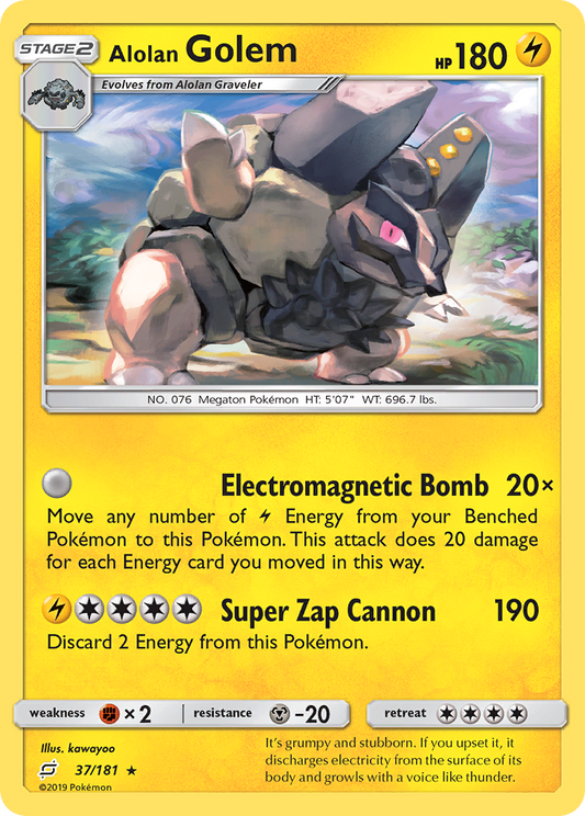 Alolan Golem (Team Up SET) (Pokémon) (Stage 2) (Lightning) (HP: 180) (Rare) (PKM Team Up SET-130)