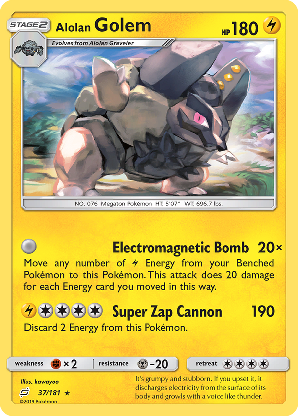 Alolan Golem (Team Up SET) (Pokémon) (Stage 2) (Lightning) (HP: 180) (Rare) (PKM Team Up SET-130)