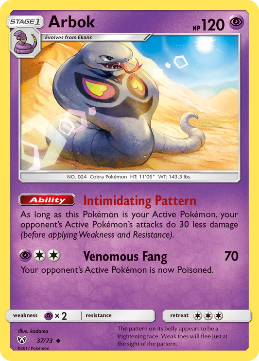 Arbok (Shining Legends SET) (Pokémon) (Stage 1) (Psychic) (HP: 120) (Uncommon) (PKM Shining Legends SET-32)