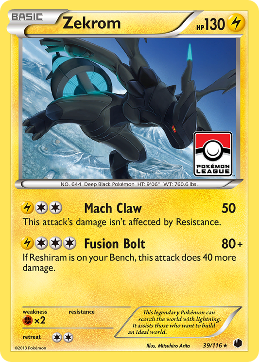 Zekrom (Plasma Freeze SET) (Pokémon) (Basic) (Lightning) (HP: 130) (Rare Holo) (PKM Plasma Freeze SET-56)