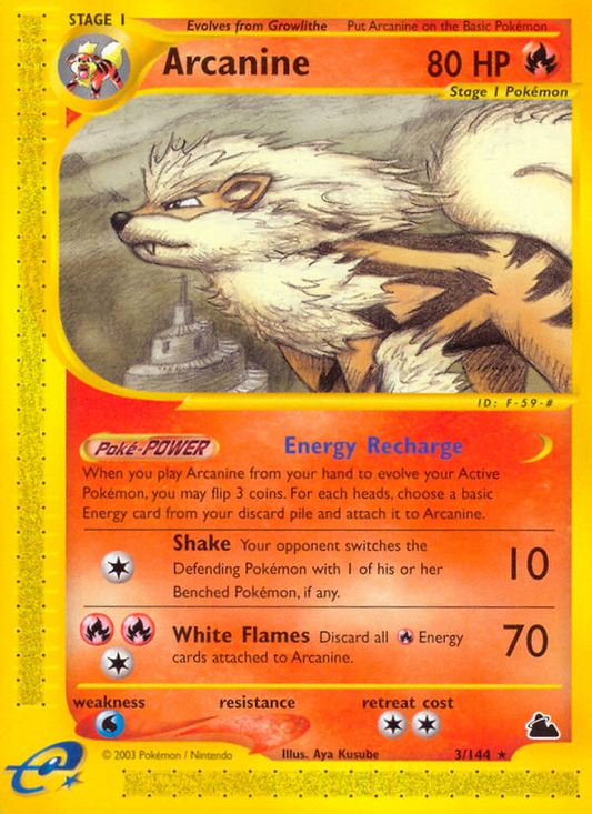 Arcanine (Skyridge SET) (Pokémon) (Stage 1) (Fire) (HP: 80) (Rare) (PKM Skyridge SET-74)
