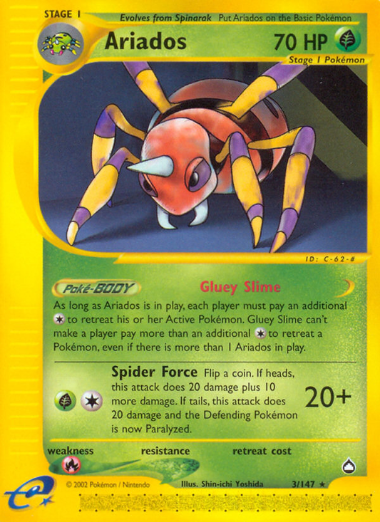 Ariados (Aquapolis SET) (Pokémon) (Stage 1) (Grass) (HP: 70) (Rare) (PKM Aquapolis SET-74)