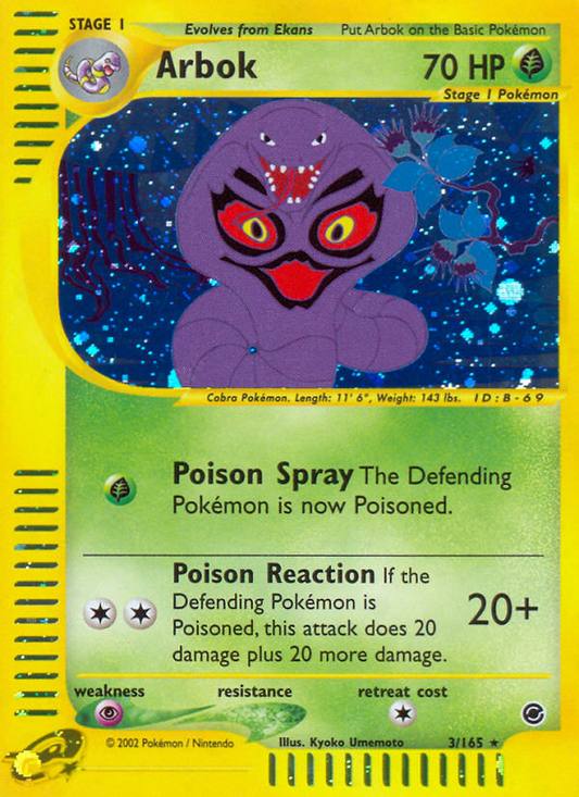 Arbok (Expedition Base Set SET) (Pokémon) (Stage 1) (Grass) (HP: 70) (Rare Holo) (PKM Expedition Base Set SET-89)