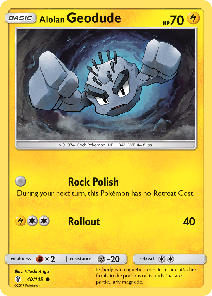 Alolan Geodude (Guardians Rising SET) (Pokémon) (Basic) (Lightning) (HP: 70) (Common) (PKM Guardians Rising SET-113)