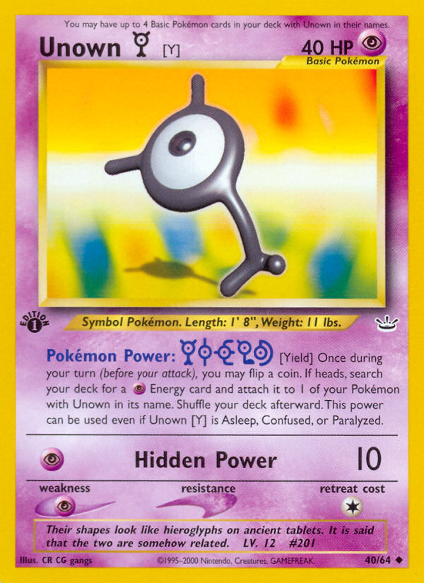 Unown [Y] - Neo Revelation SET-40