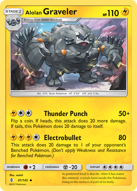 Alolan Graveler (Guardians Rising SET) (Pokémon) (Stage 1) (Lightning) (HP: 110) (Uncommon) (PKM Guardians Rising SET-114)