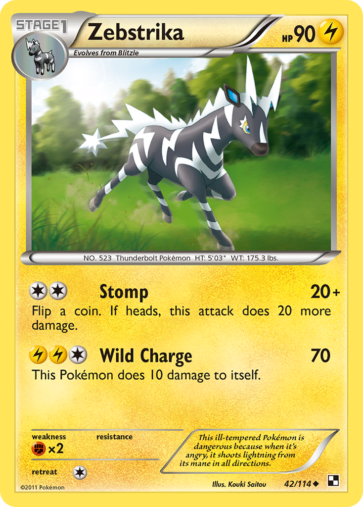 Zebstrika (Black & White SET) (Pokémon) (Stage 1) (Lightning) (HP: 90) (Uncommon) (PKM Black & White SET-53)