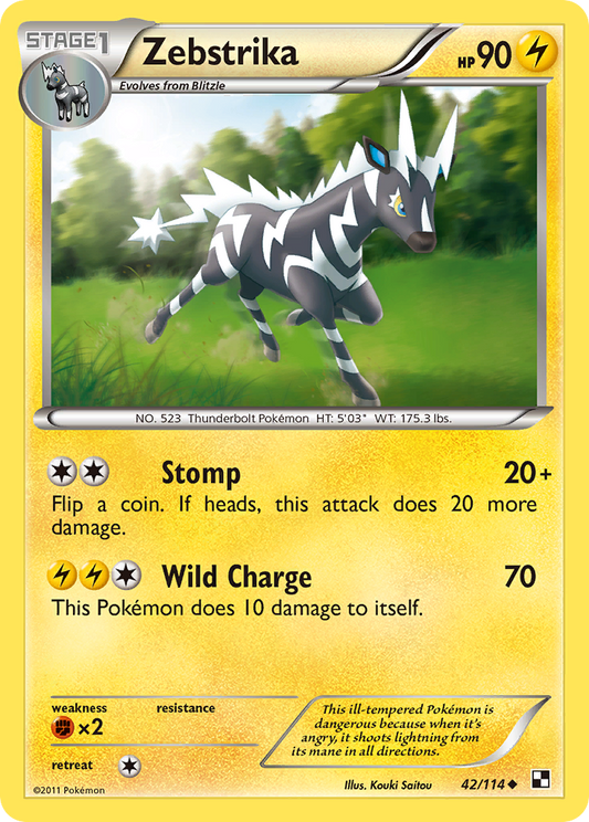 Zebstrika (Black & White SET) (Pokémon) (Stage 1) (Lightning) (HP: 90) (Uncommon) (PKM Black & White SET-53)