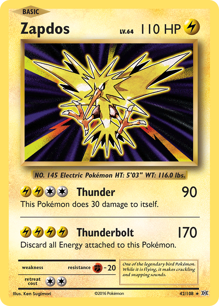 Zapdos (Evolutions SET) (Pokémon) (Basic) (Lightning) (HP: 110) (Rare Holo) (PKM Evolutions SET-51)